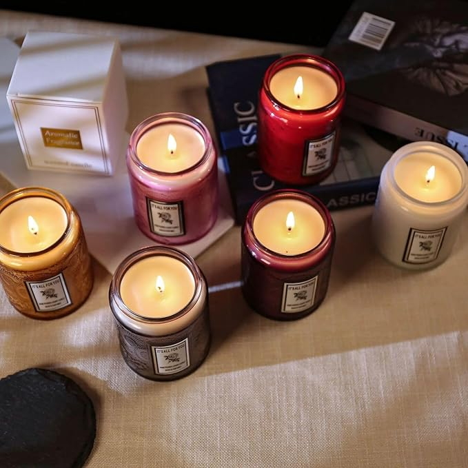 (9x7cm) Duft Kerze im Glas Aromatherapie Home Deko Wachs Kerze mit Deckel - Grüner Wald