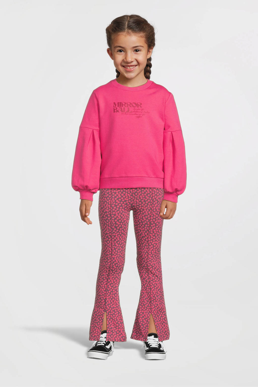 Quapi regular fit broek DOUNIA met stippen roze/lila