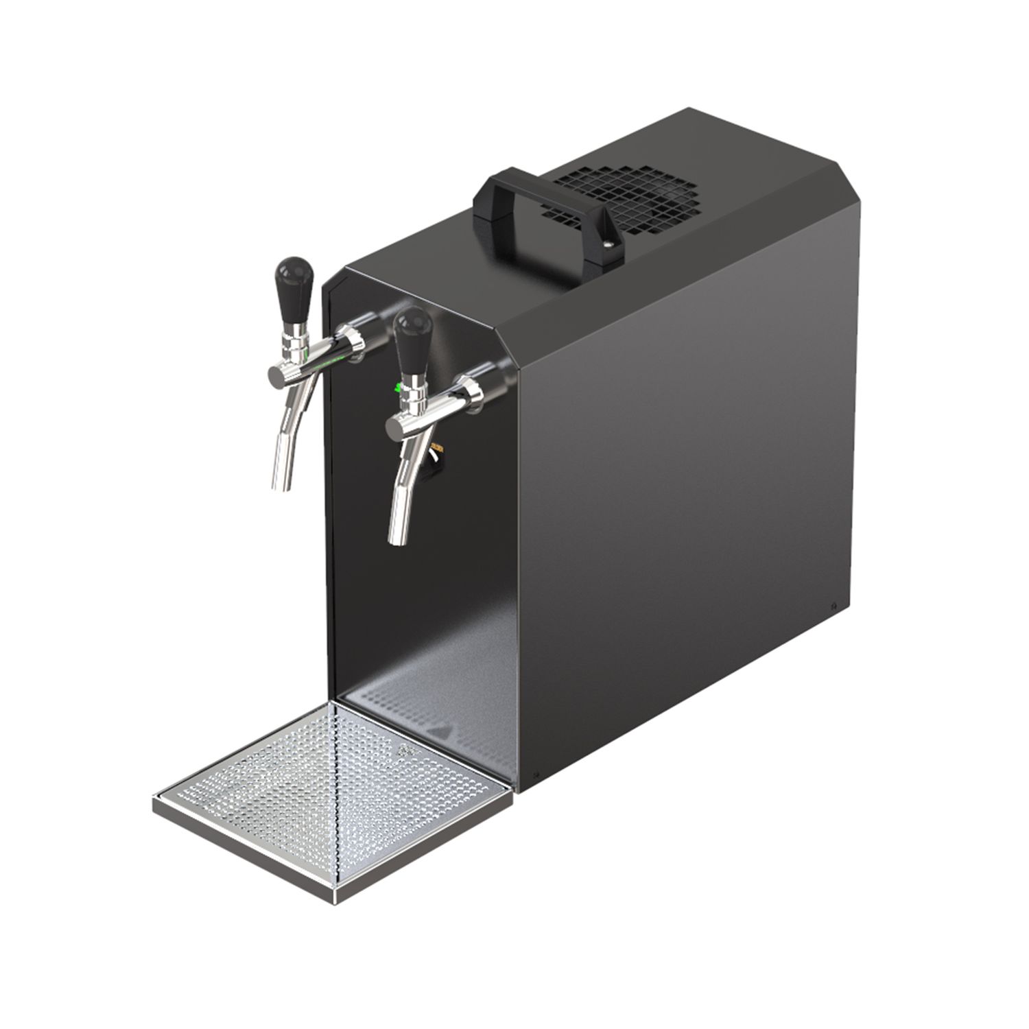 Komplett Set - Zapfanlage STREAM 50 Bierkoffer, Bierzapfanlage, Durchlaufkühler 2-leitig Trockenkühler, bis zu 55 Liter/h - BLACK EDITION, Zapfkopf:ohne,Zapfkopf 2:5 Liter Adapter