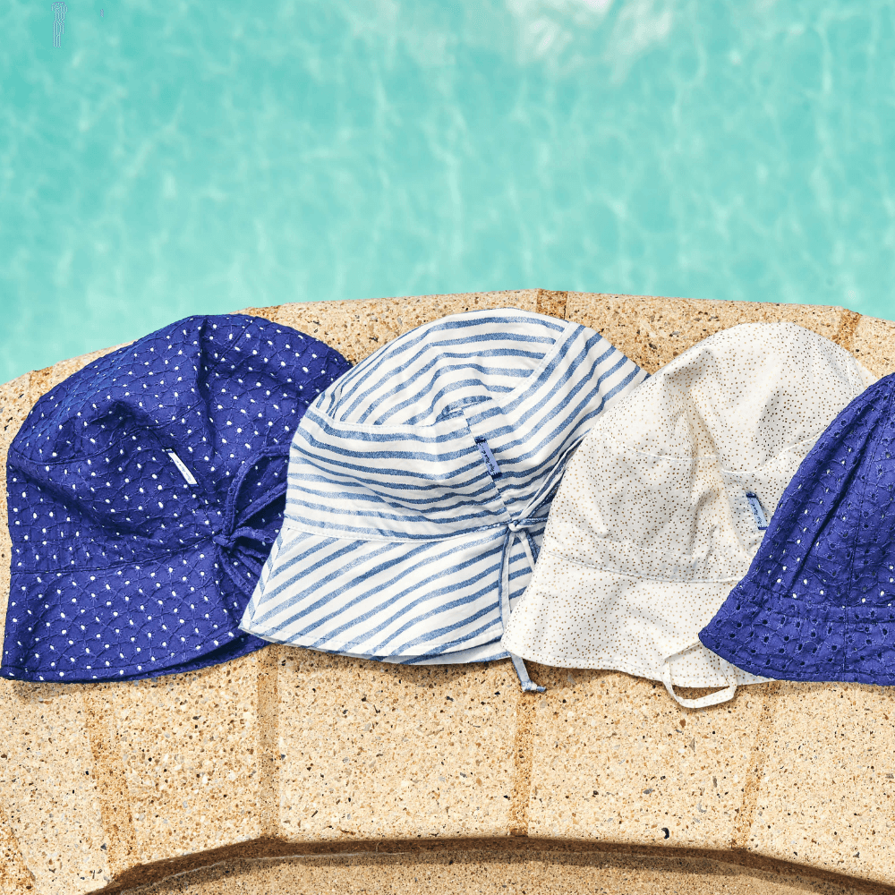 Chapeau De Soleil Enfant Broderie Anglaise Marine