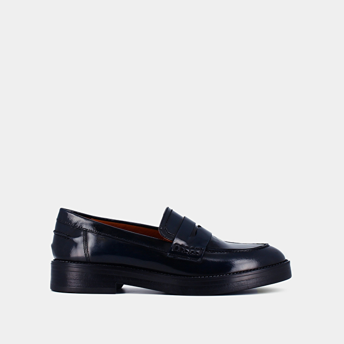 Mocassins  en cuir glacé bleu