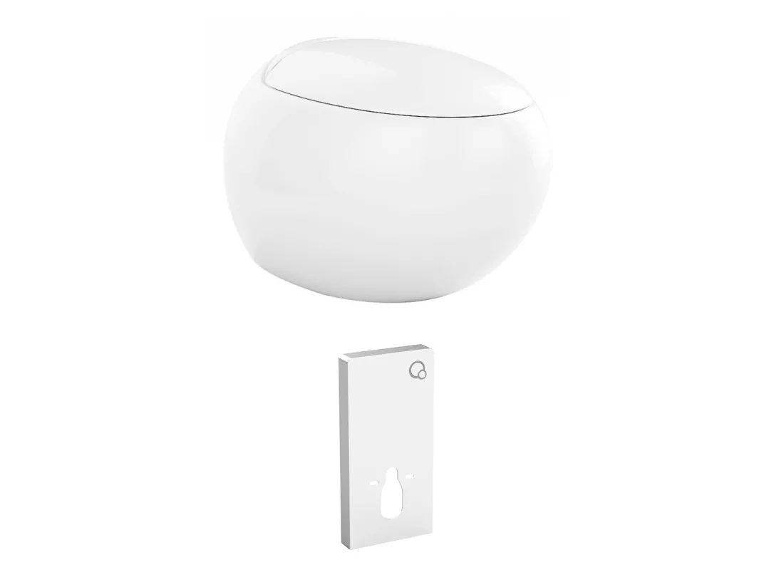 Pack WC suspendu en céramique blanc avec bâti-support décoratif - HURO II