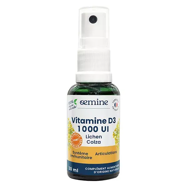 Oemine Vitamina D3 1000 UI Líquen e Colza Sistema Imunológico e Articulações 30ml