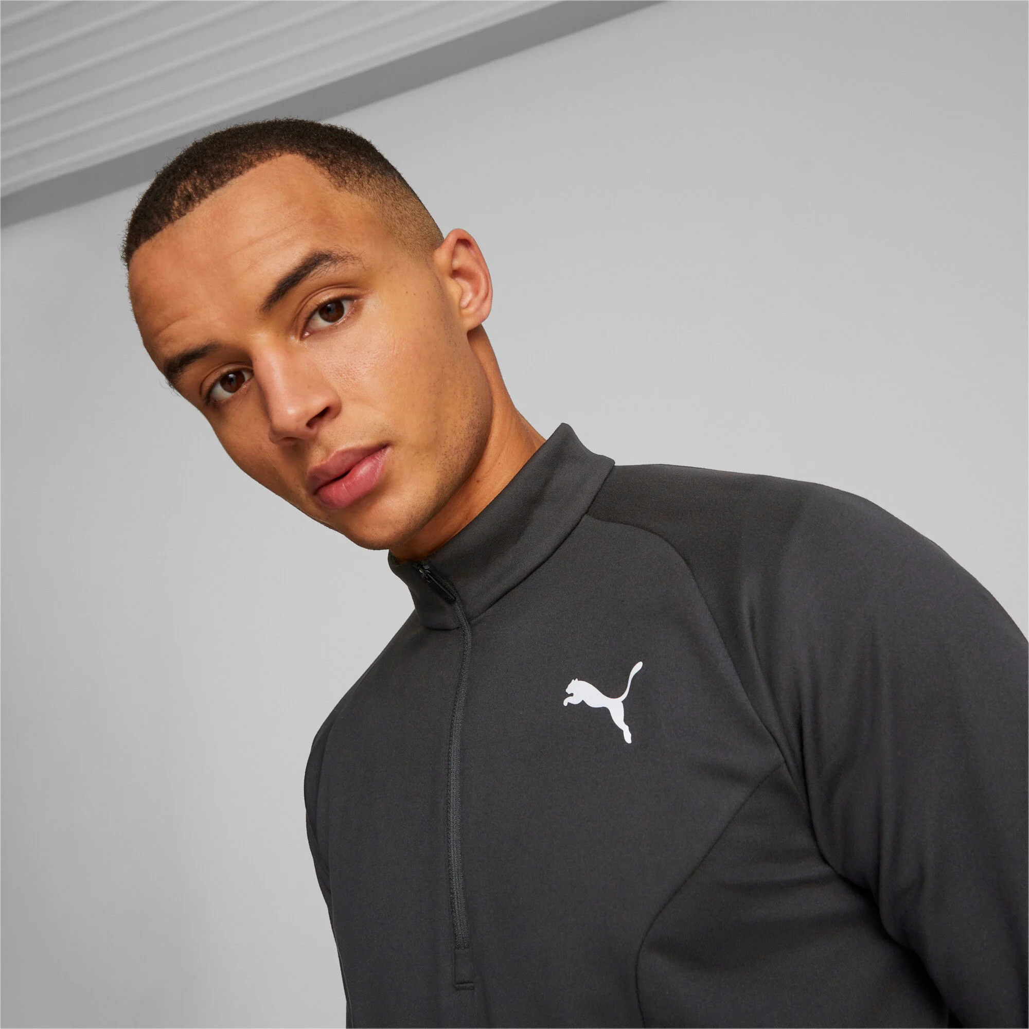 Puma Run Cloudspun Knit Half-Zip Haut Manches Longues Hommes - Noir