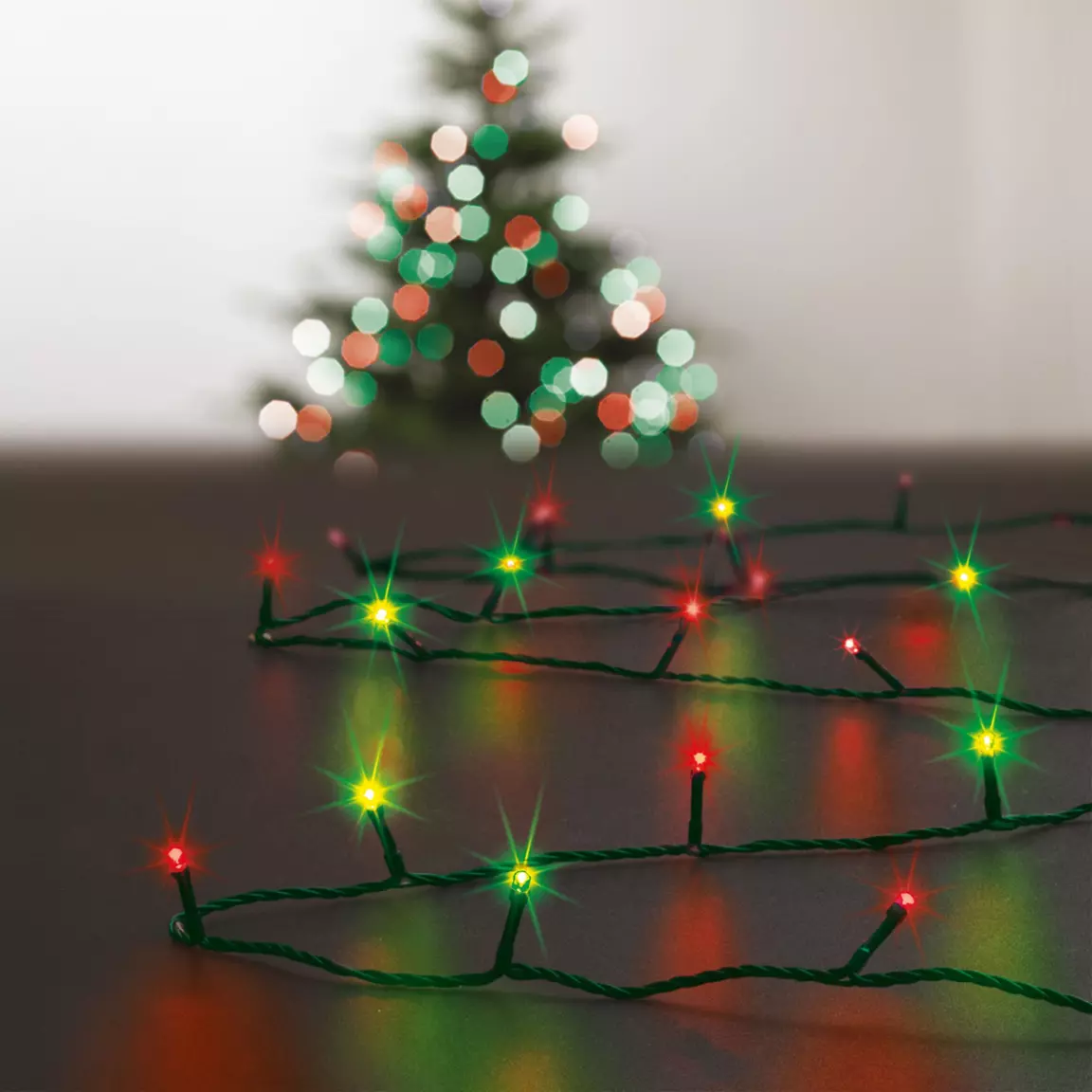 Guirlande lumineuse 10 m 100 LED câble vert Timer Bicolore Vert et rouge
