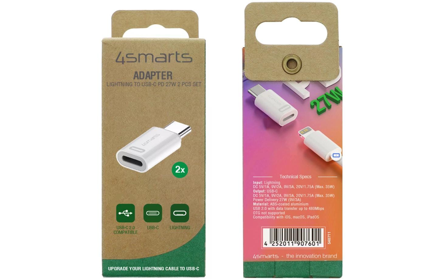 Adapter Lightning auf USB-C PD 27W 2er SetLightning auf USB-C Adapter mit 27 W PowerDelivery
