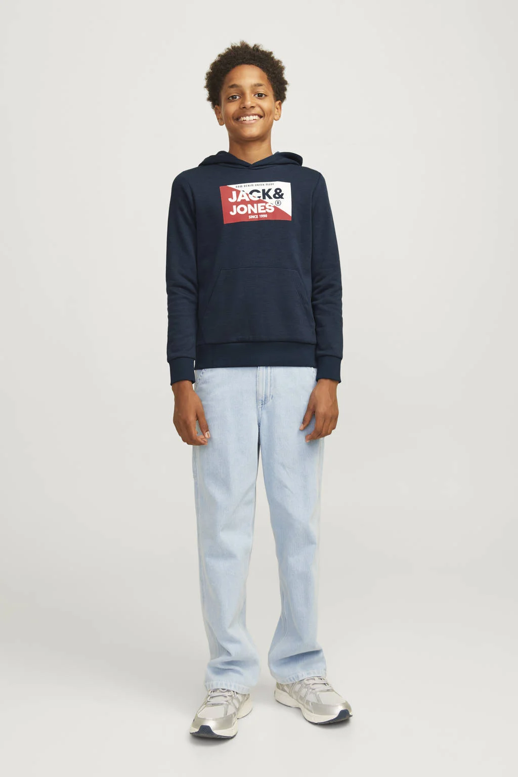 JACK & JONES hoodie JJNOLAN met logo donkerblauw