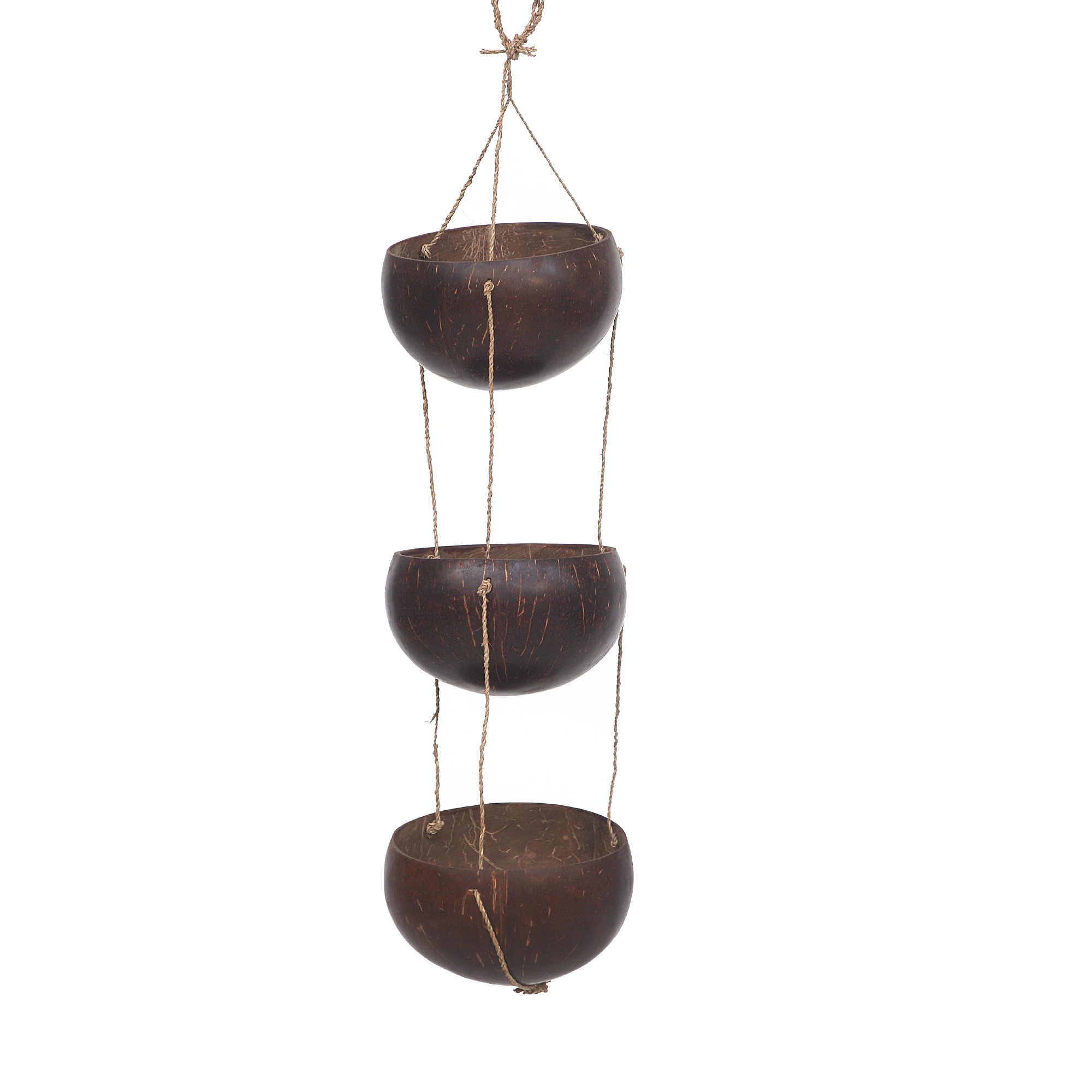 Hängeschalen Kokosnuss 3er, natur, Ø ~12 cm, H 75 cm von fischer's lagerhaus