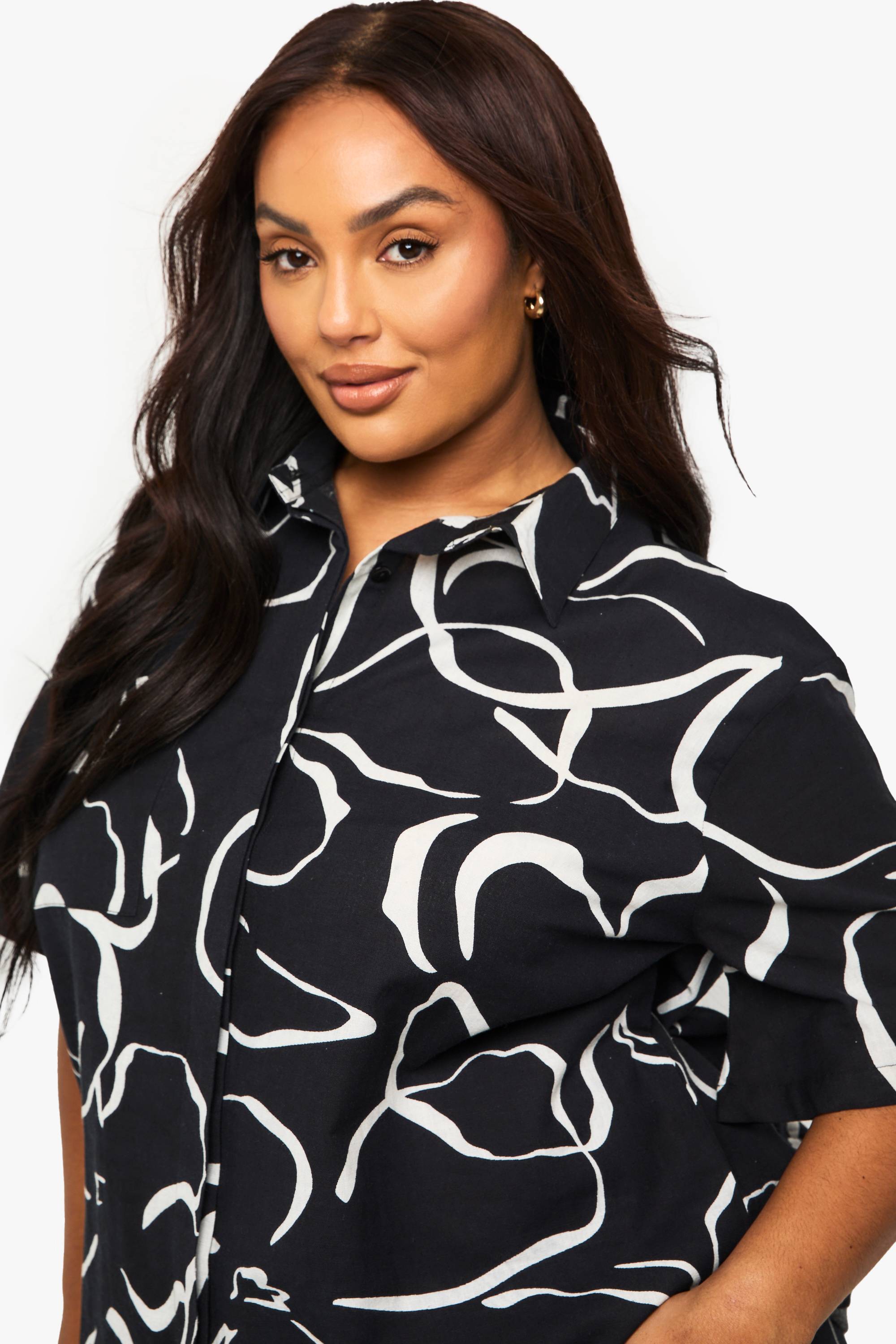 boohoo Chemise Texturée À Motif Floral Abstrait Plus