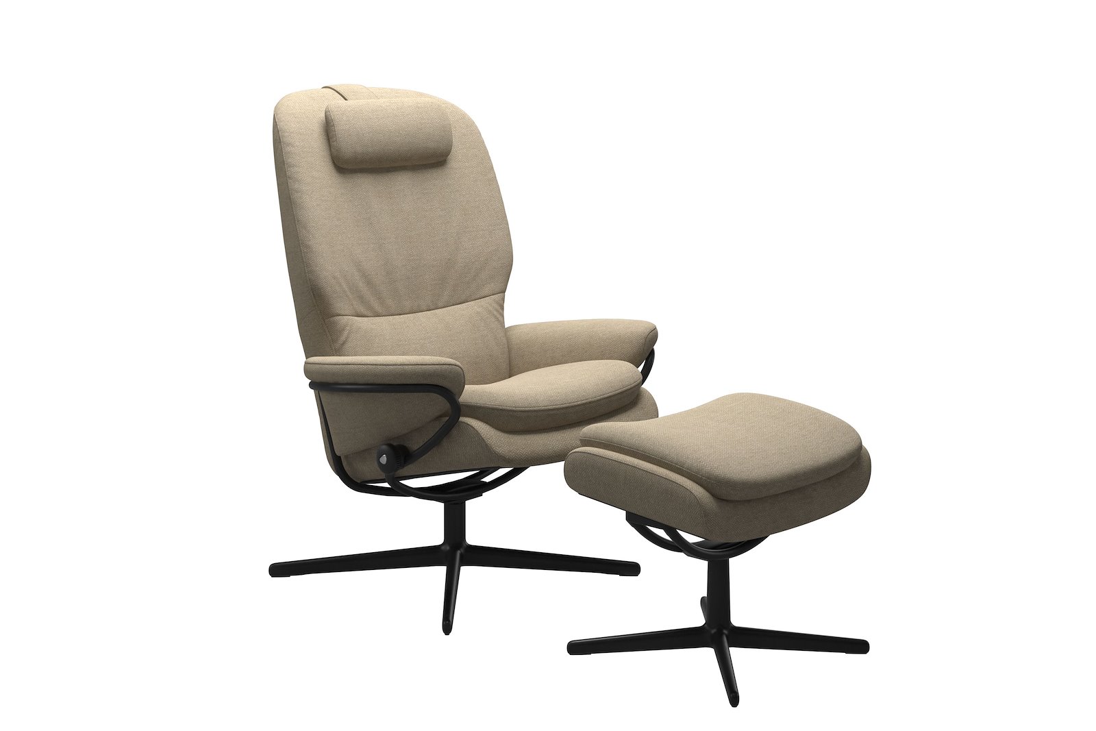 Rome lenestol m/krakk Tesktil Peony Beige - Cross - Matt Black