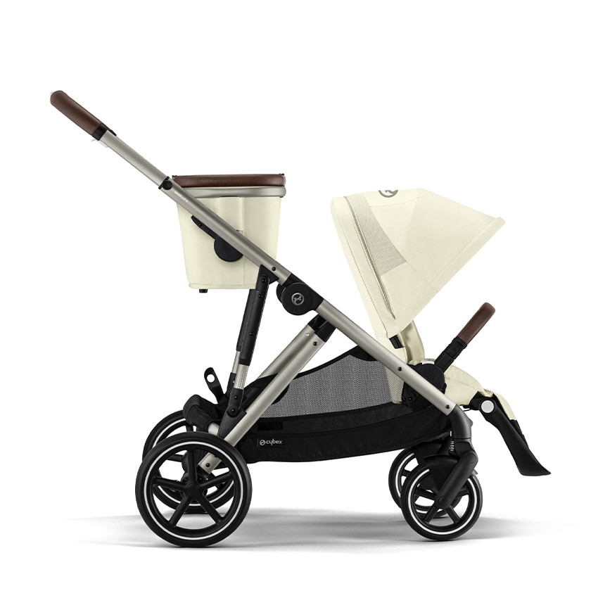 Poussette double Gazelle S - Châssis Taupe / Siège Seashell Beige