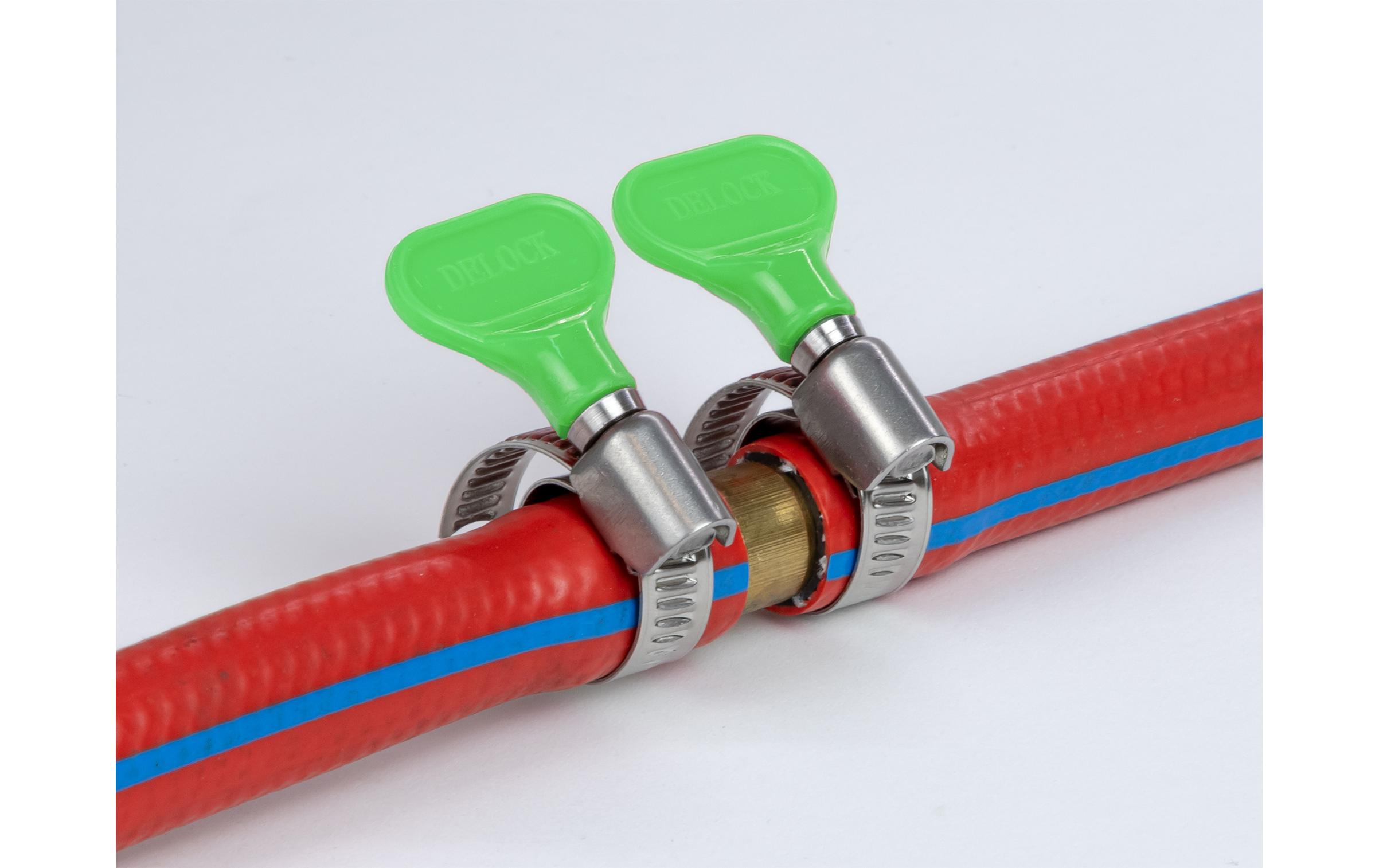 Schlauchschellen-Set 22-32 mm, Grün 10 StückDelock Schlauchschelle mit Flügelmutter 22 - 32 mm 10 Stück grün