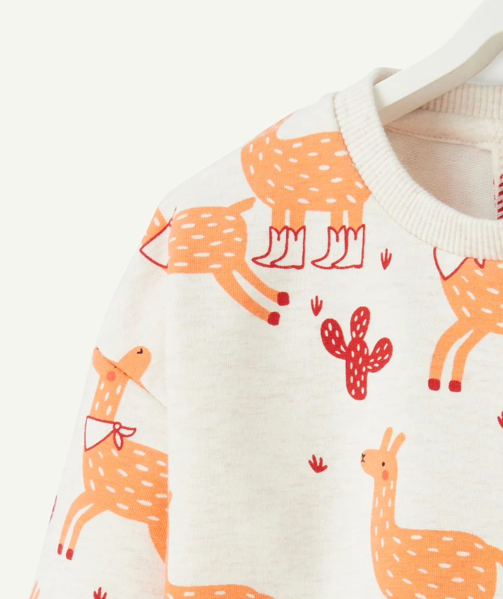 SWEAT BÉBÉ GARÇON EN FIBRES RECYCLÉES ÉCRU CHINÉ AVEC LAMA