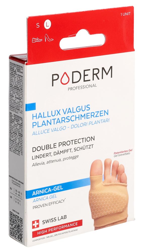 PODERM Doppelschutz<br>1 Stück, L, für Hallux Valgus Ballenzeh & Fusssohlenschmerzen
