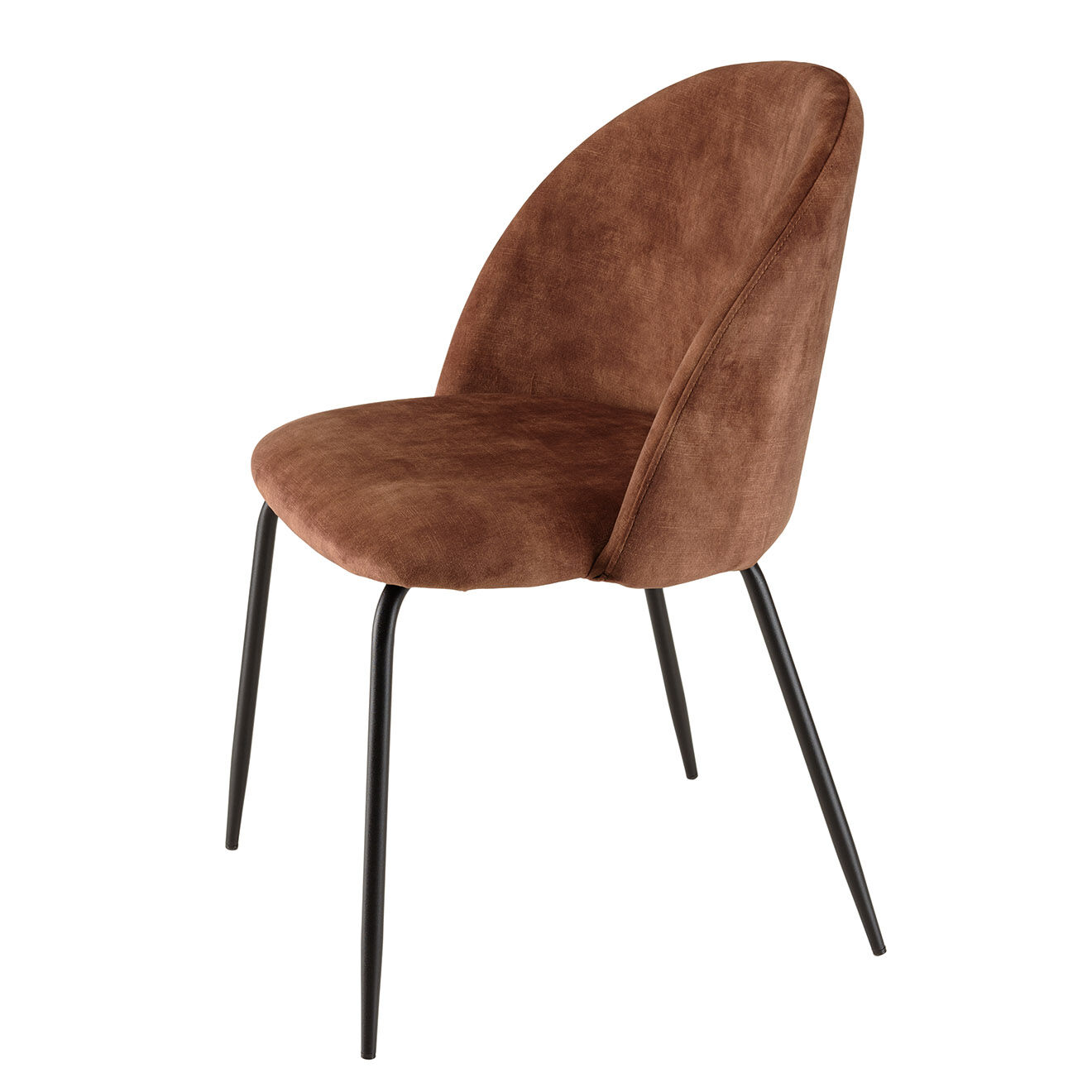 Macabane 2 Chaises en Velours Tom dossier arrondi acajou - 50x55x79 cm