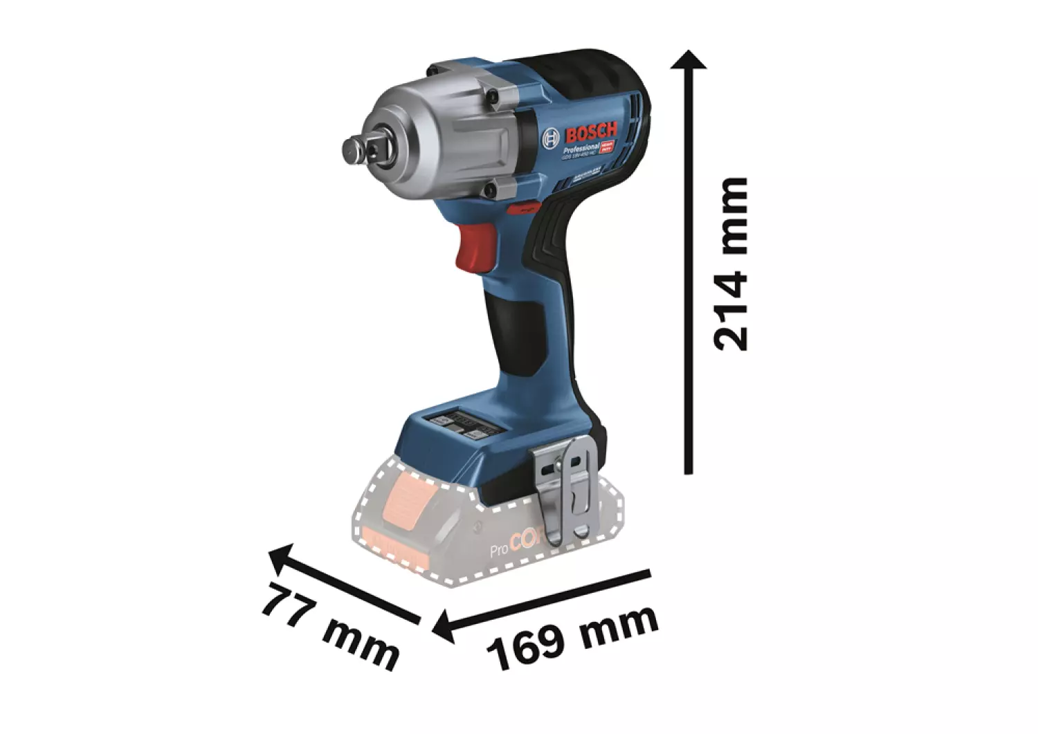 Bosch GDS 18V-450 HC 18V Li-ion Accu slagmoeraanzetter body - 450 Nm