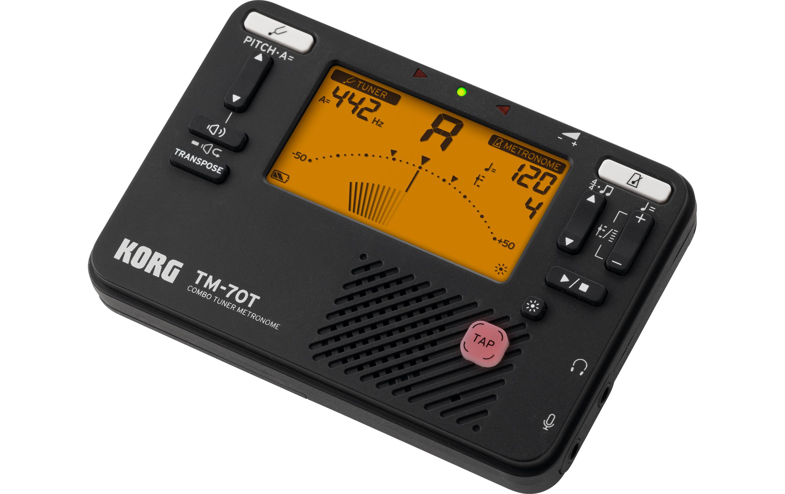 Stimmgerät TM-70 Set SchwarzKombination aus Stimmgerät und Metronom in einem kompakten Gehäuse mit Kontakmikrofon