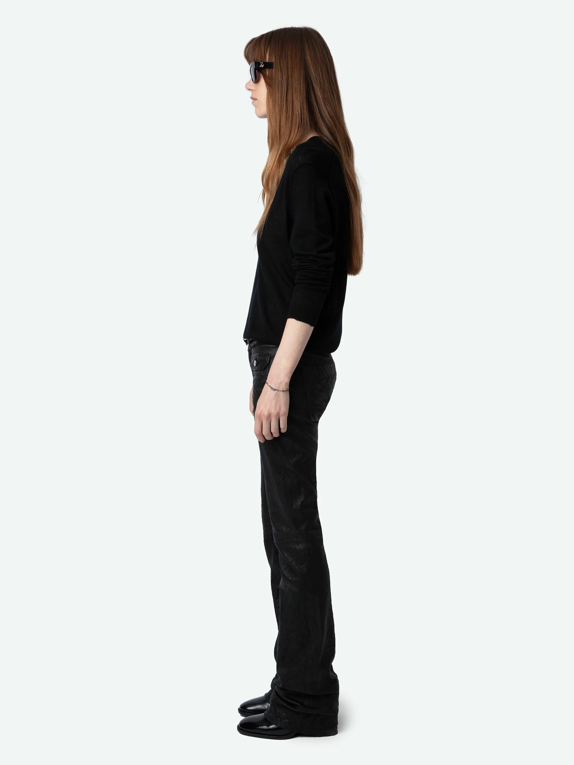 RIVY - Pull droit col V en cachemire | Noir