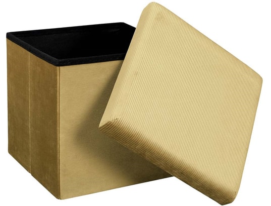 THE HOME DECO FACTORY - Pouf coffre de rangement velours côtelé giullia moutarde