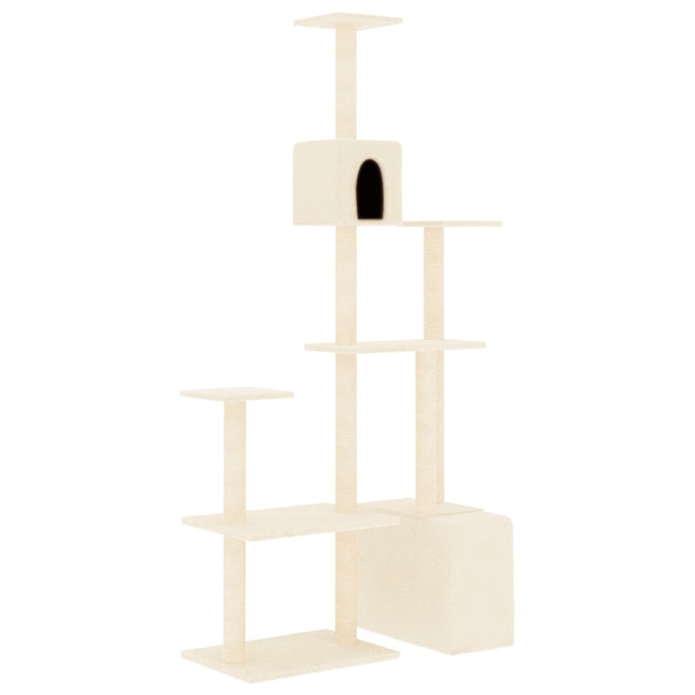Arbre à chat avec griffoirs en sisal crème 180 cm