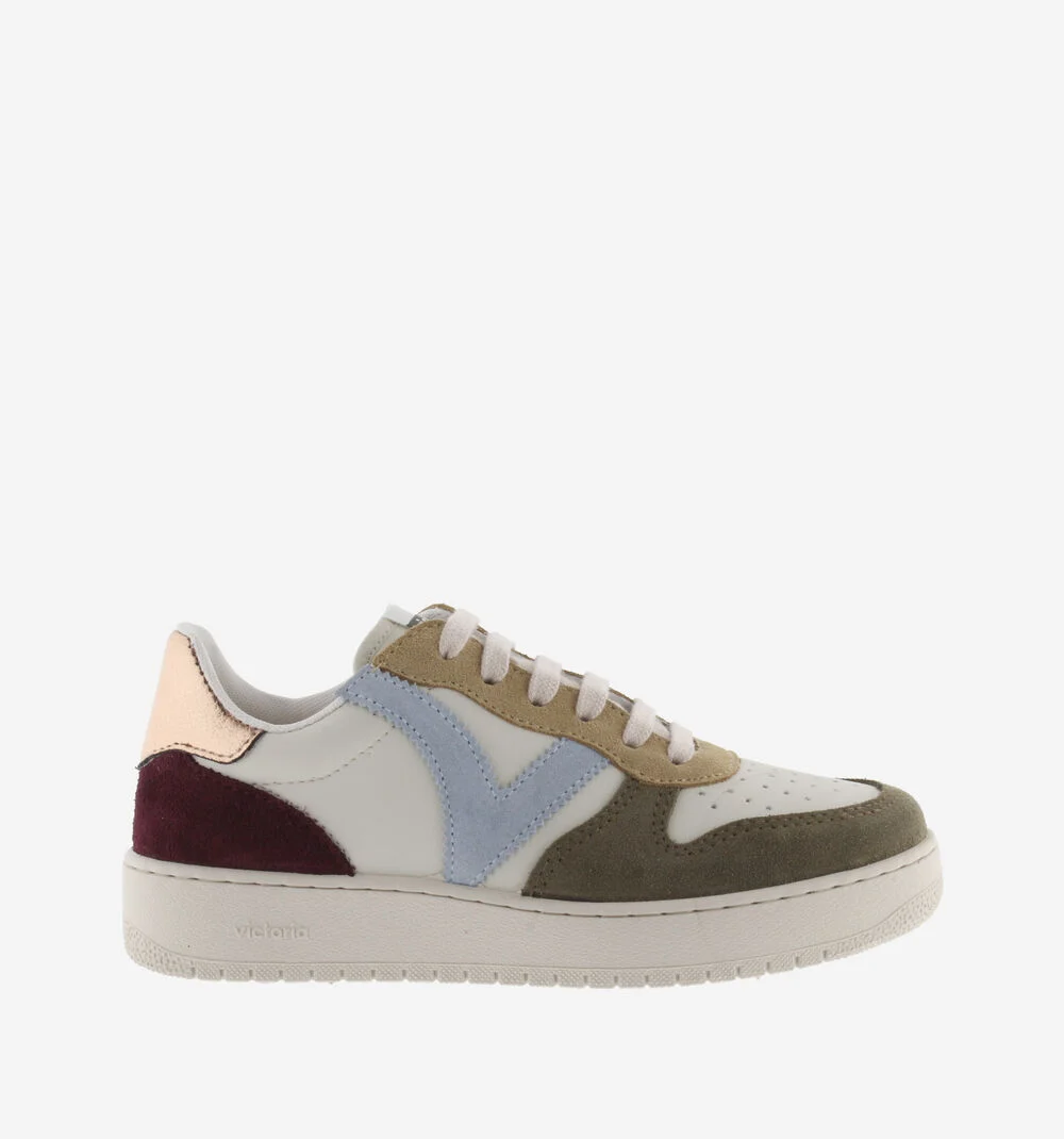 MADRID CUIR FENDU MULTICOLORE Baskets pour femmes en cuir fendu multicolore KAKI