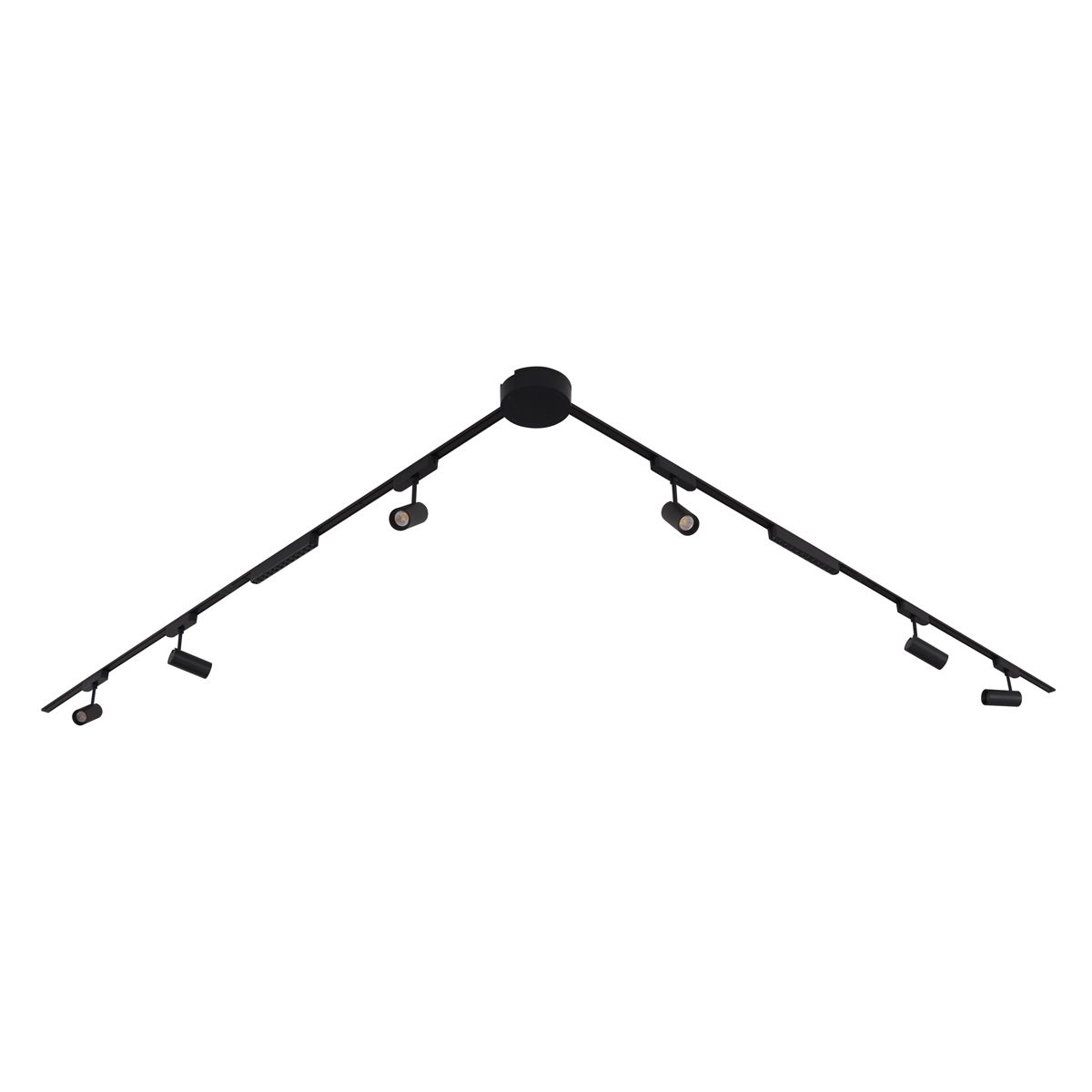 Railsysteem met 6 spots en 2 plafondlampen zwart 1-fase - Magnetic Gert Puntua