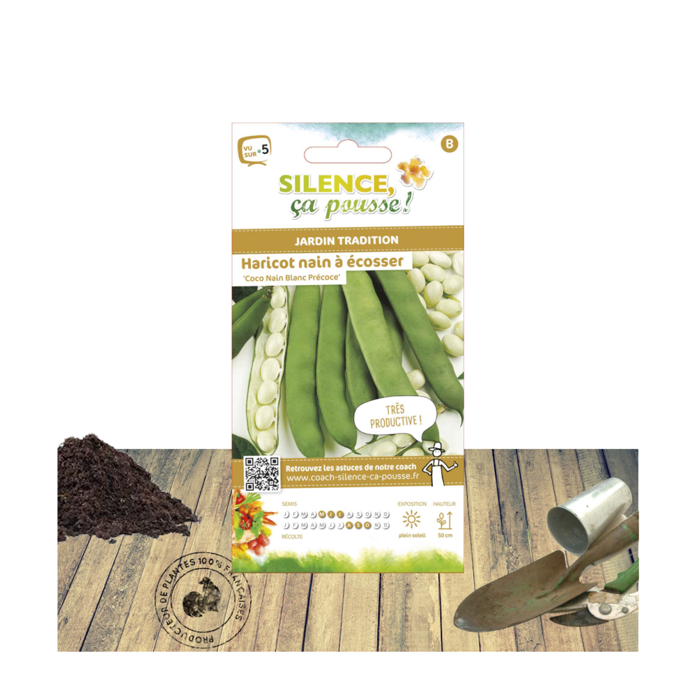 Graines de haricot nain à écosser coco blanc/phaseolus vulgaris nain à écosser coco blanc[-]sachet de 80 gr.