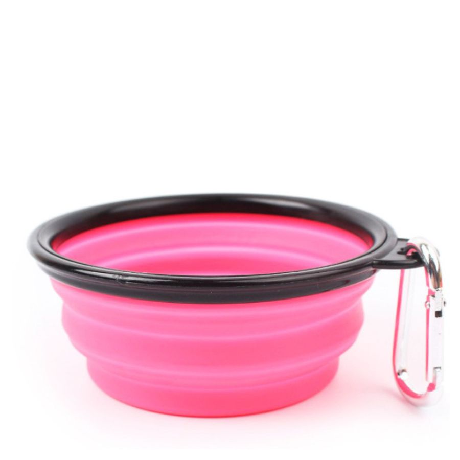 Tigela dobrável para água e comida de animais de estimação, ideal para viagens.