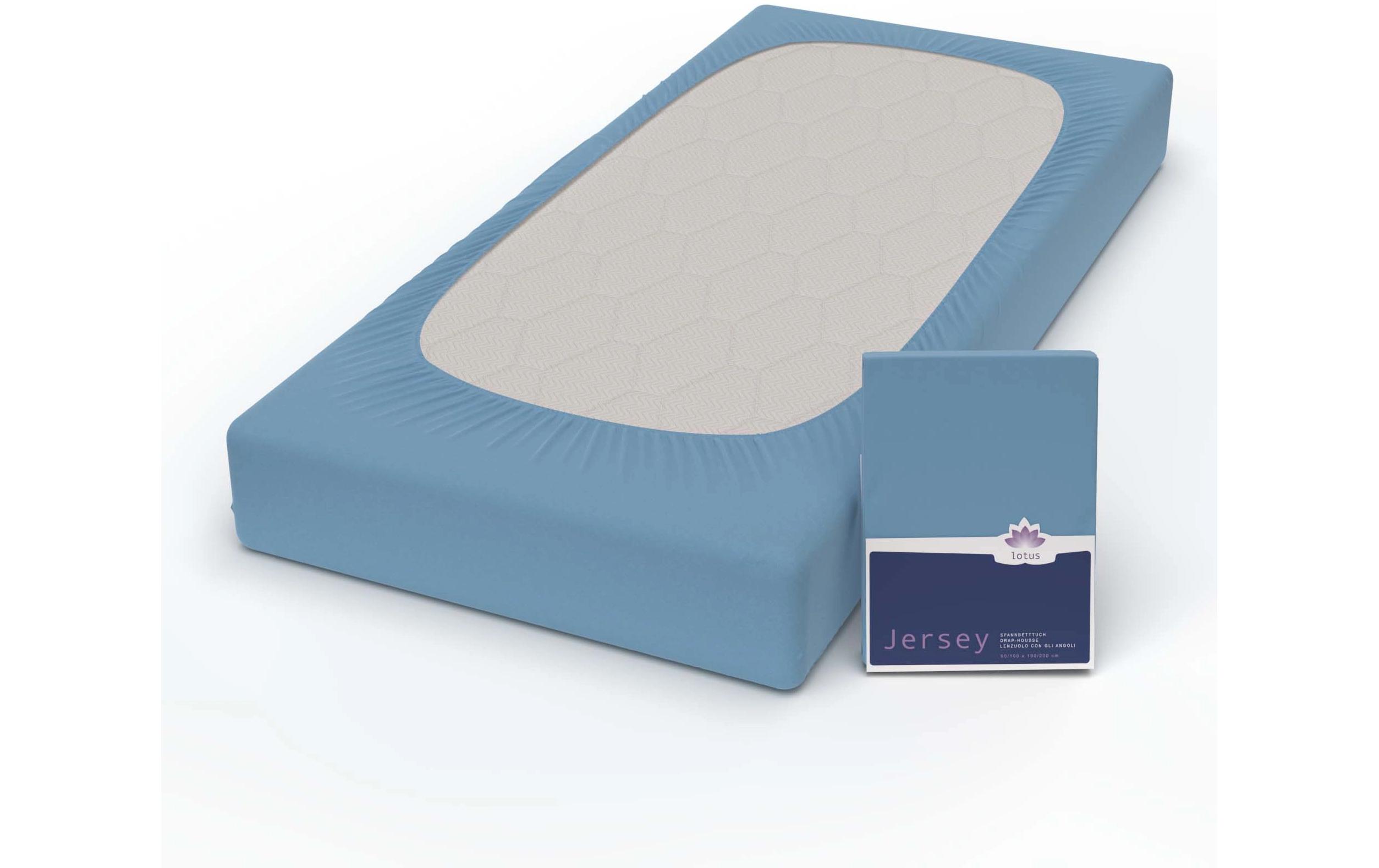 Fixleintuch Jersey Comfort 140-160 x 200 cm, BlauJersey Spannbetttuch aus 100% Baumwolle