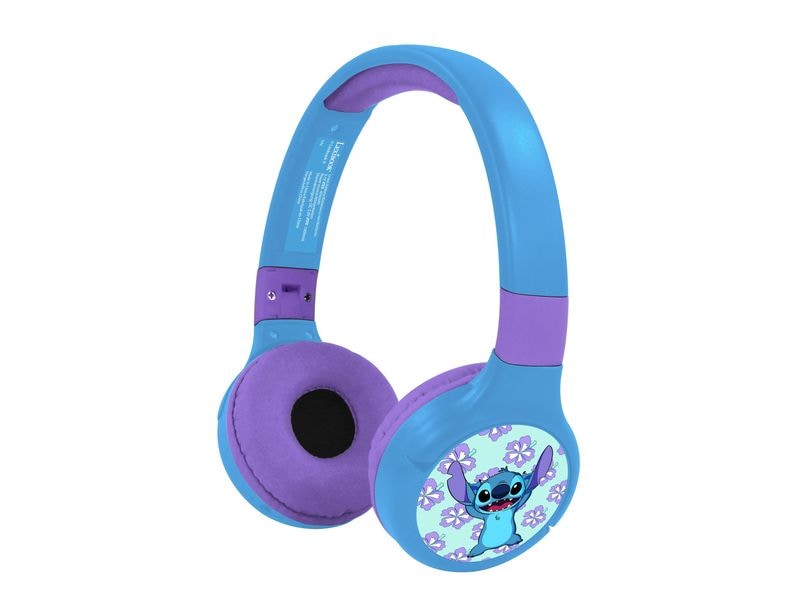 Lexibook 2-in-1-Bluetooth/Kabel-Kopfhörer Stitch Blau Zusammenklappbare Bluetooth- und Kabelkopfhörer im 3D-Design