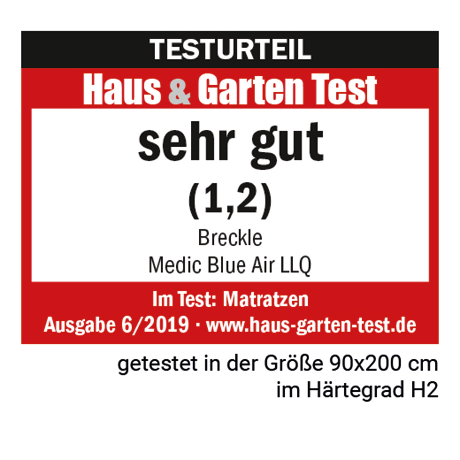 7-Zonen Kaltschaummatratze MEDIC BLUE AIR LLQ - H2 - 90x200 cm
