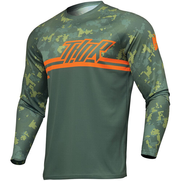 Thor Motocross - Maillot Sector Digi Camo Noir / Camouflage Vert / Orange
