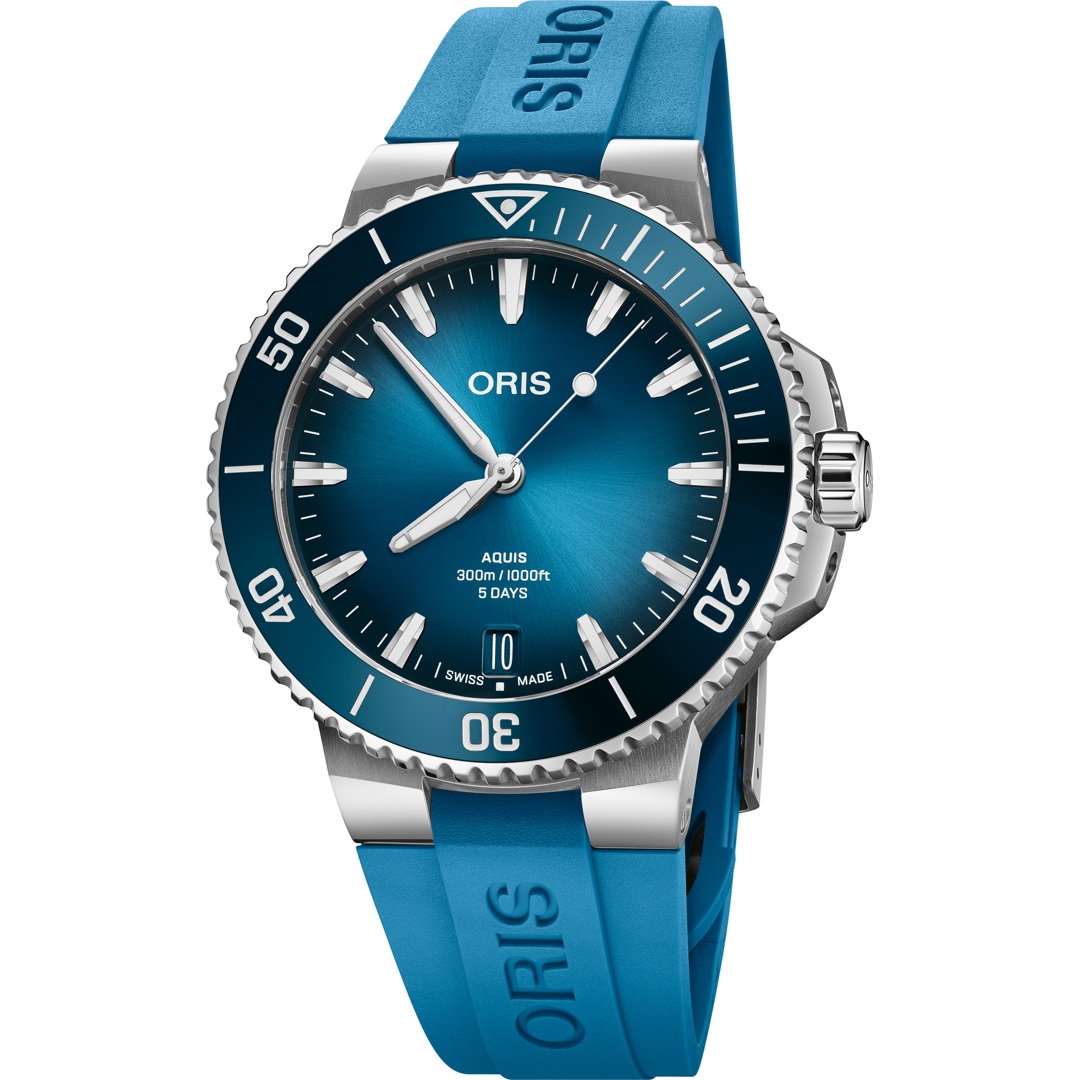 Oris Aquis Date Calibre 400 Blau / Kautschuk Ø 43.5mm