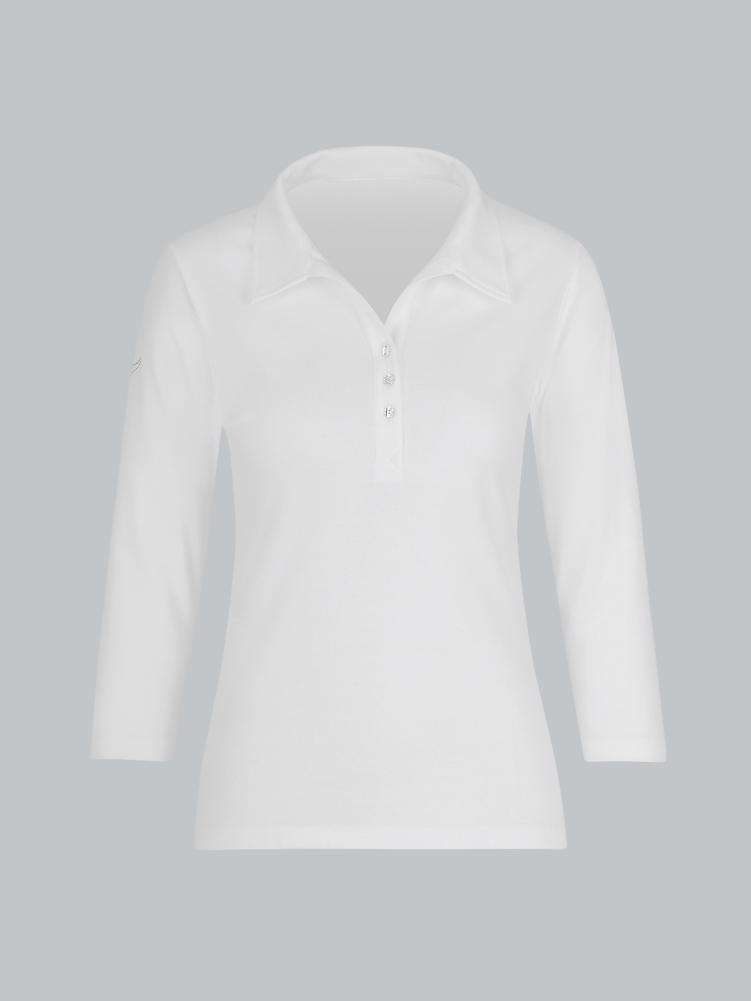 Poloshirt mit Kristallsteinen Weiss