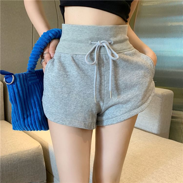 Hevnir - Melange sweatshorts met trekkoord in de taille