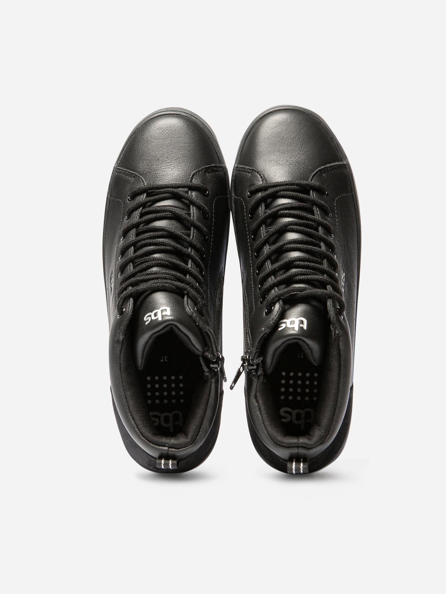 Tennis Montante Femme Zippées Dessus Cuir Noir