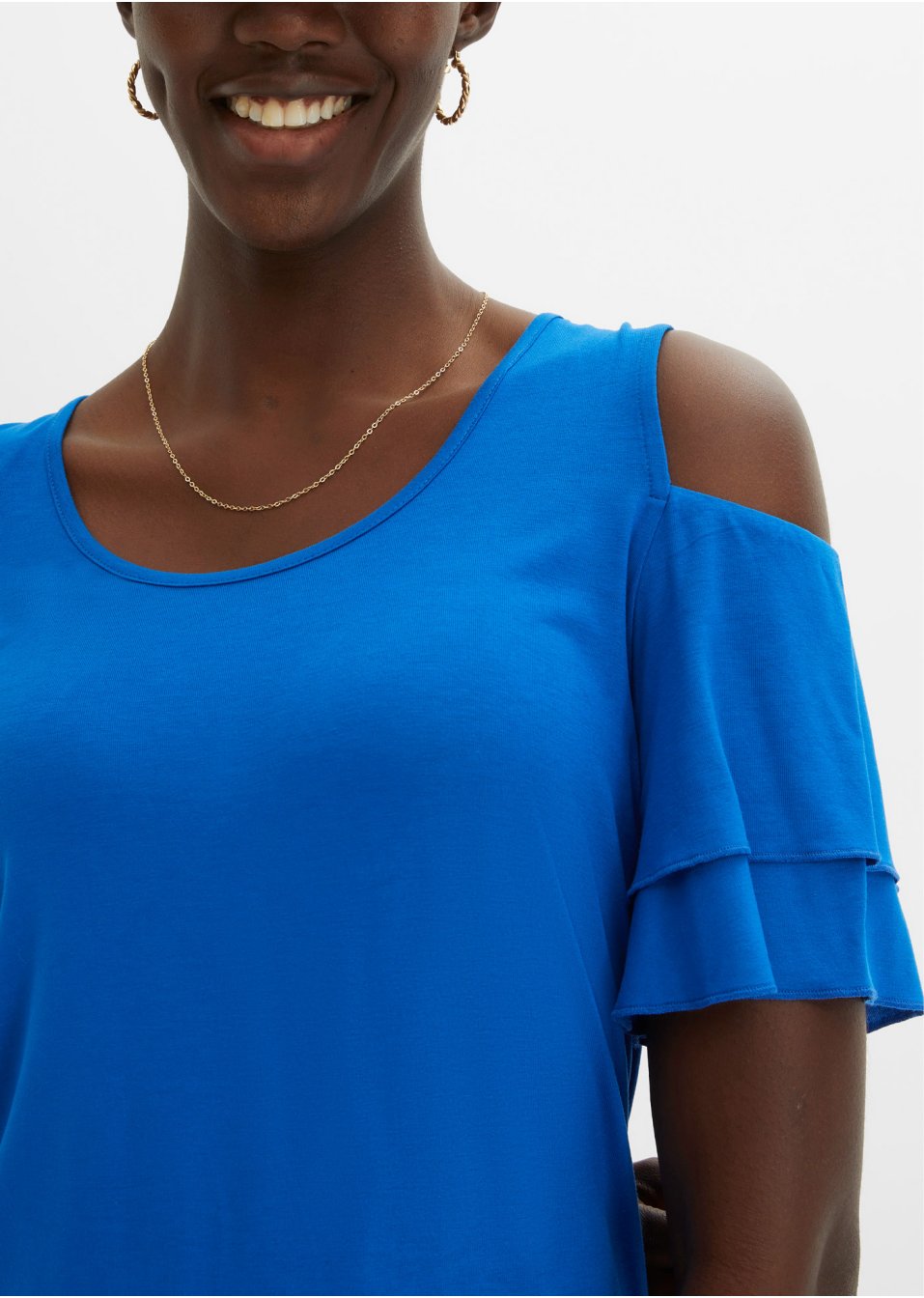 T-shirt à découpe avec manches papillon en viscose