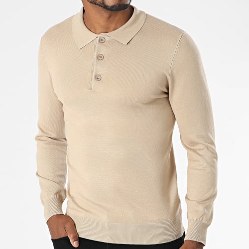 Polo Manches Longues Beige Taupe