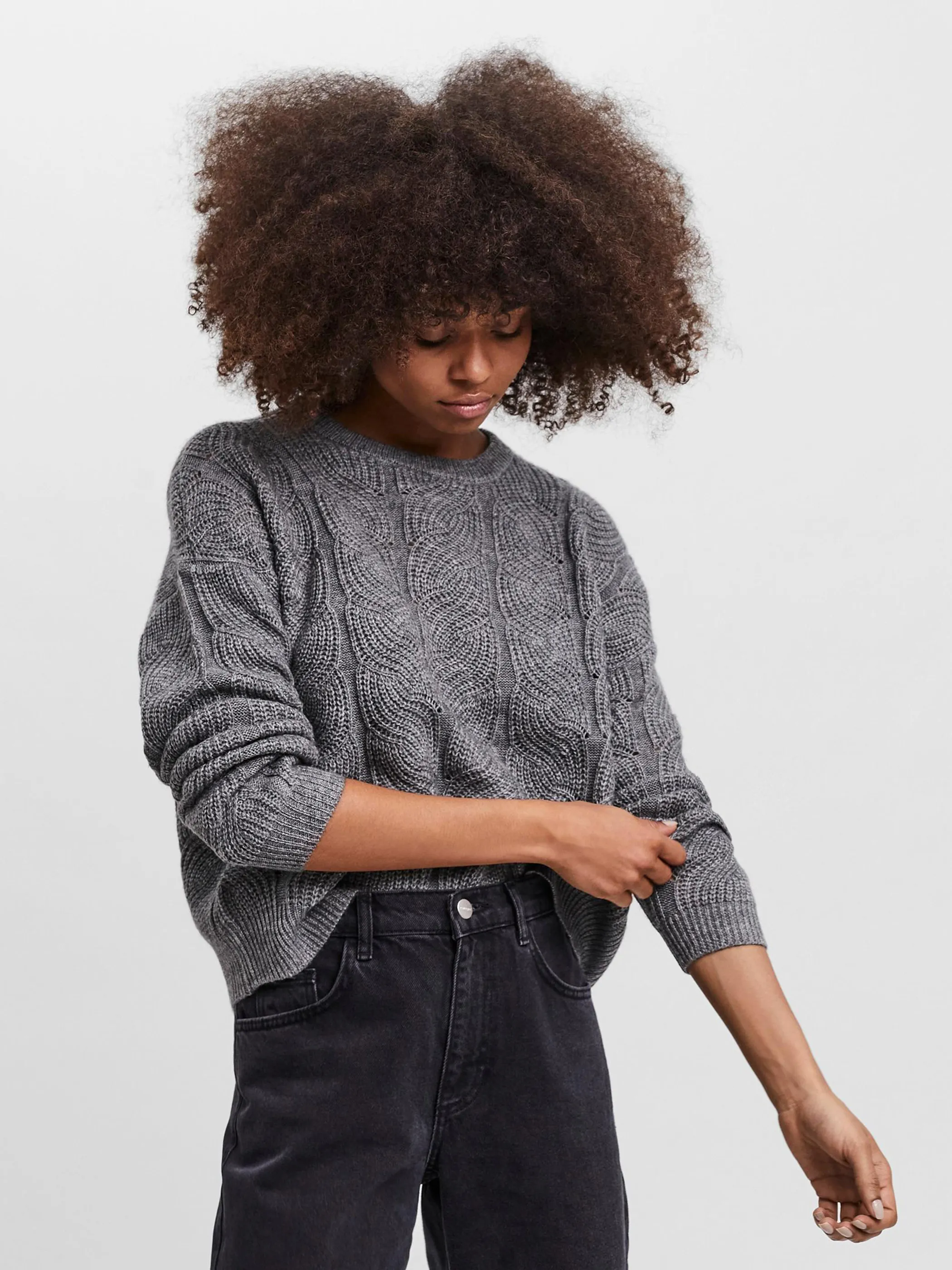 Damen Pullover mit Zopfmuster