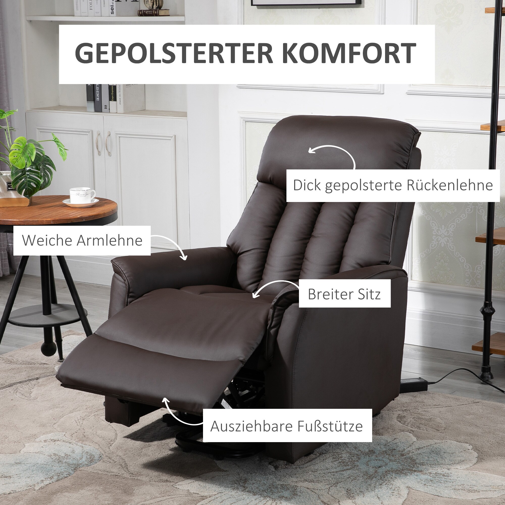 HOMCOM Fernsehsessel mit Aufstehhilfe 80 x 94 x 104 cm (BxTxH)