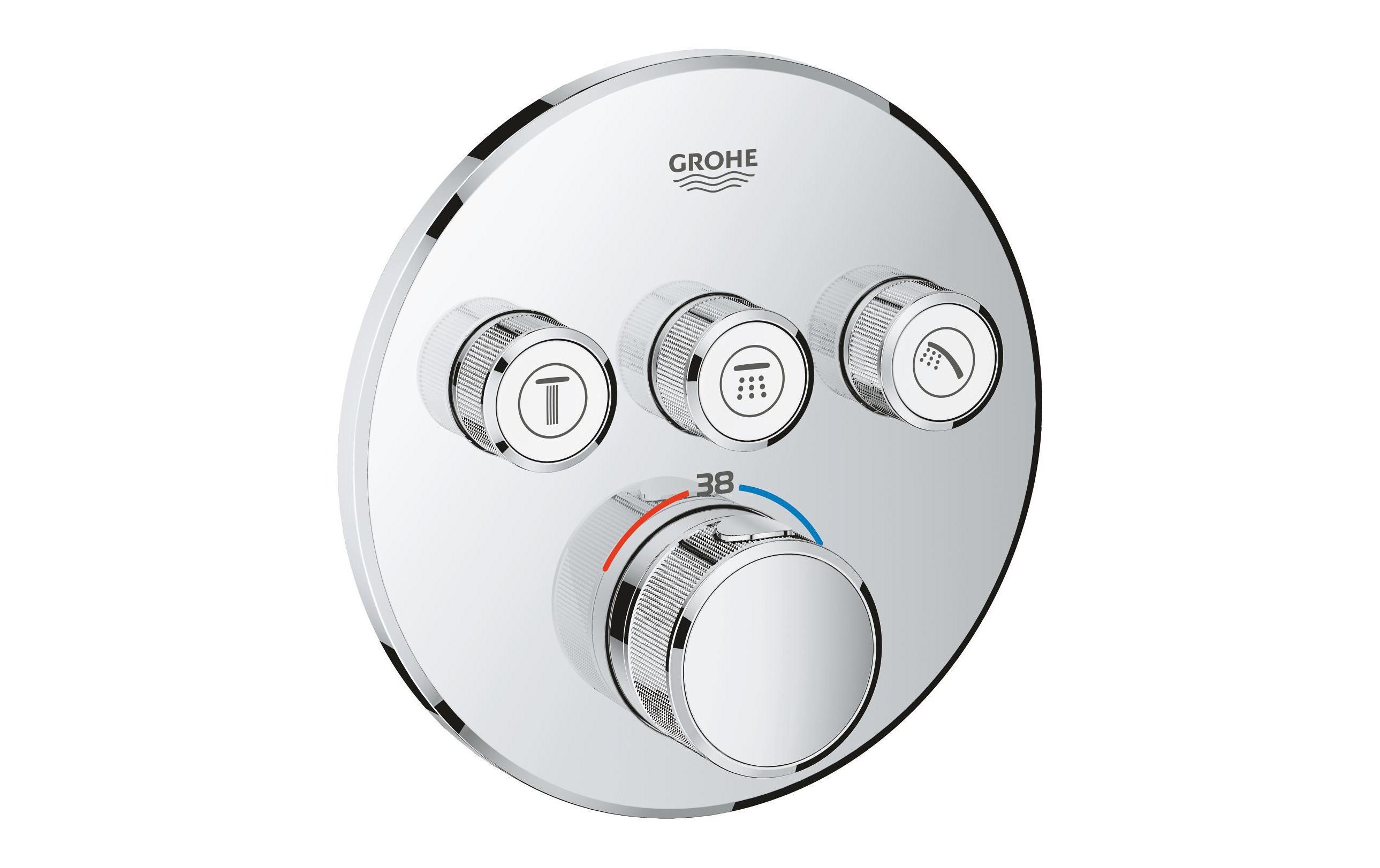 Duscharmatur Grohtherm SmartControl 43 mm, Chrom<br>Thermostat mit drei Absperrventilen