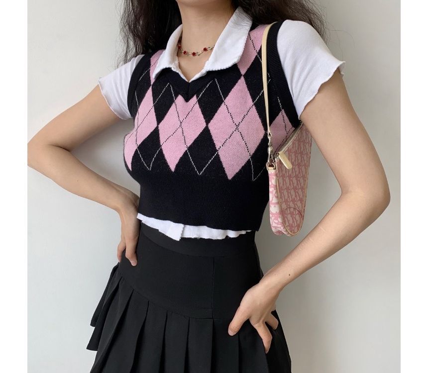 Rorah - V-hals Argyle Trui Vest