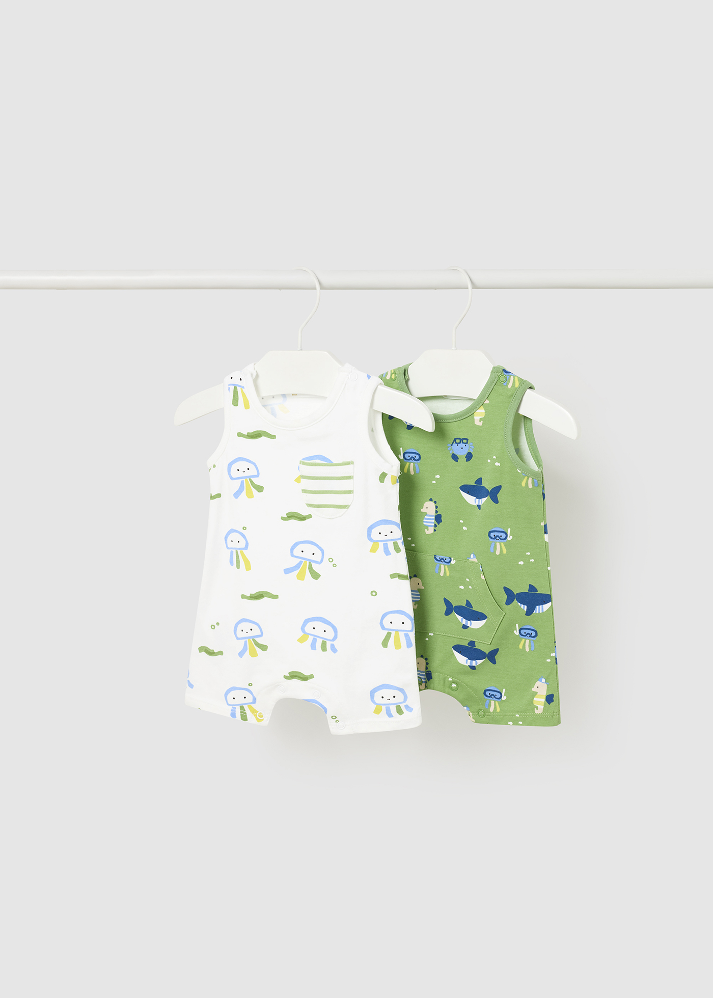 Conjunto de 2 macacões sem mangas Better Cotton para recém-nascidos Atlantis