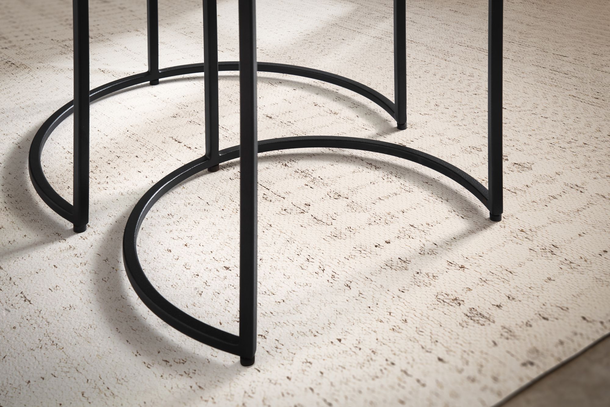 KADIMA DESIGN Eleganter Satztisch Metall Rund, 3er Set, Aluminium Gold/Schwarz