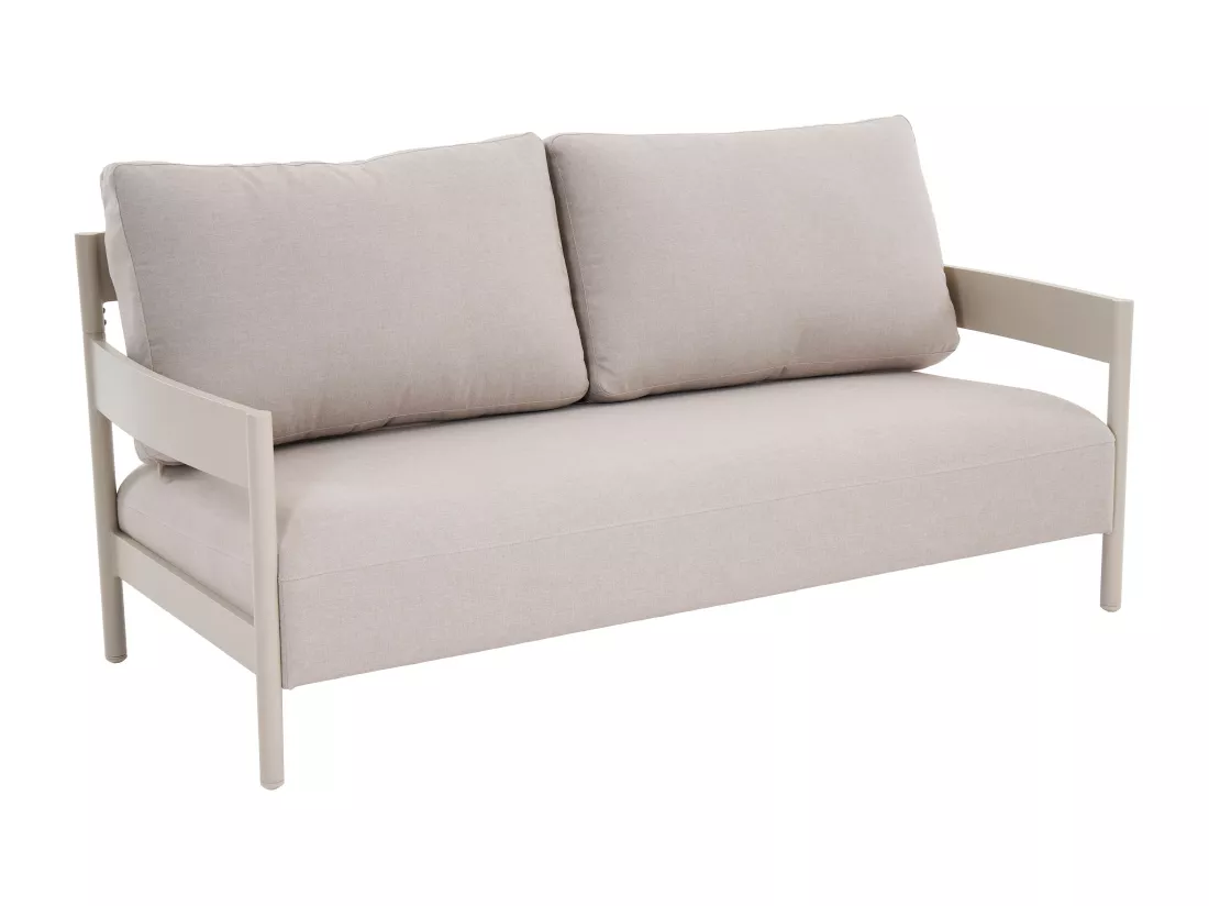 Salon de jardin en aluminium : un canapé 2 places, 2 fauteuils et 2 tables basses - Beige - LOMAM de MYLIA