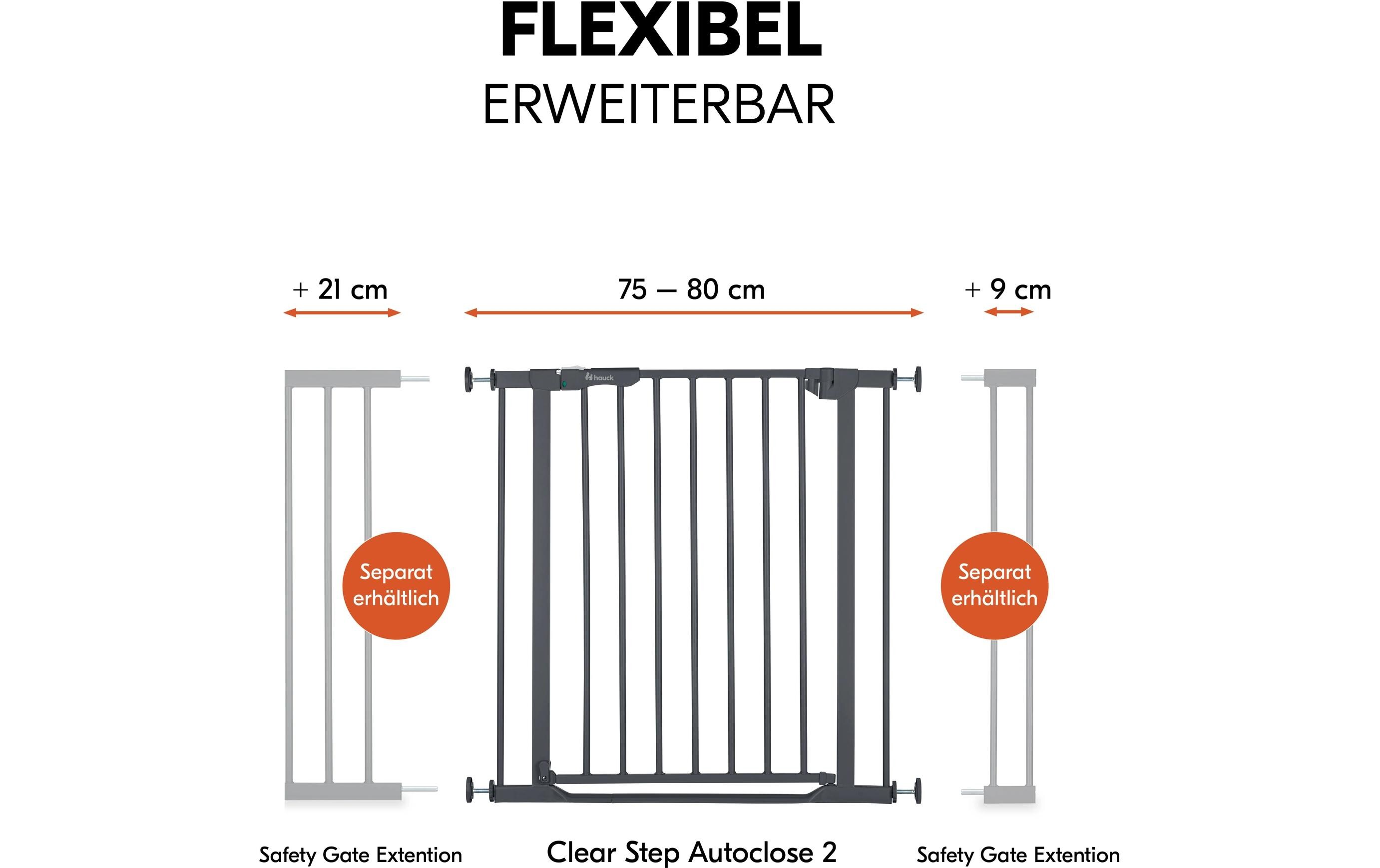 Türschutzgitter Clear Step Autoclose 2 Grey 75 - 80 cmBarrierefreies, automatisch schliessendes Schutzgitter