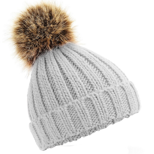 Gorro infantil de tricô grosso com pompom da Beechfield