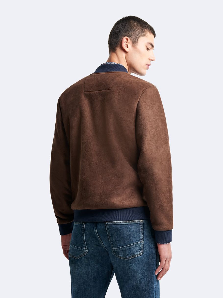 Veste légère col teddy suédine