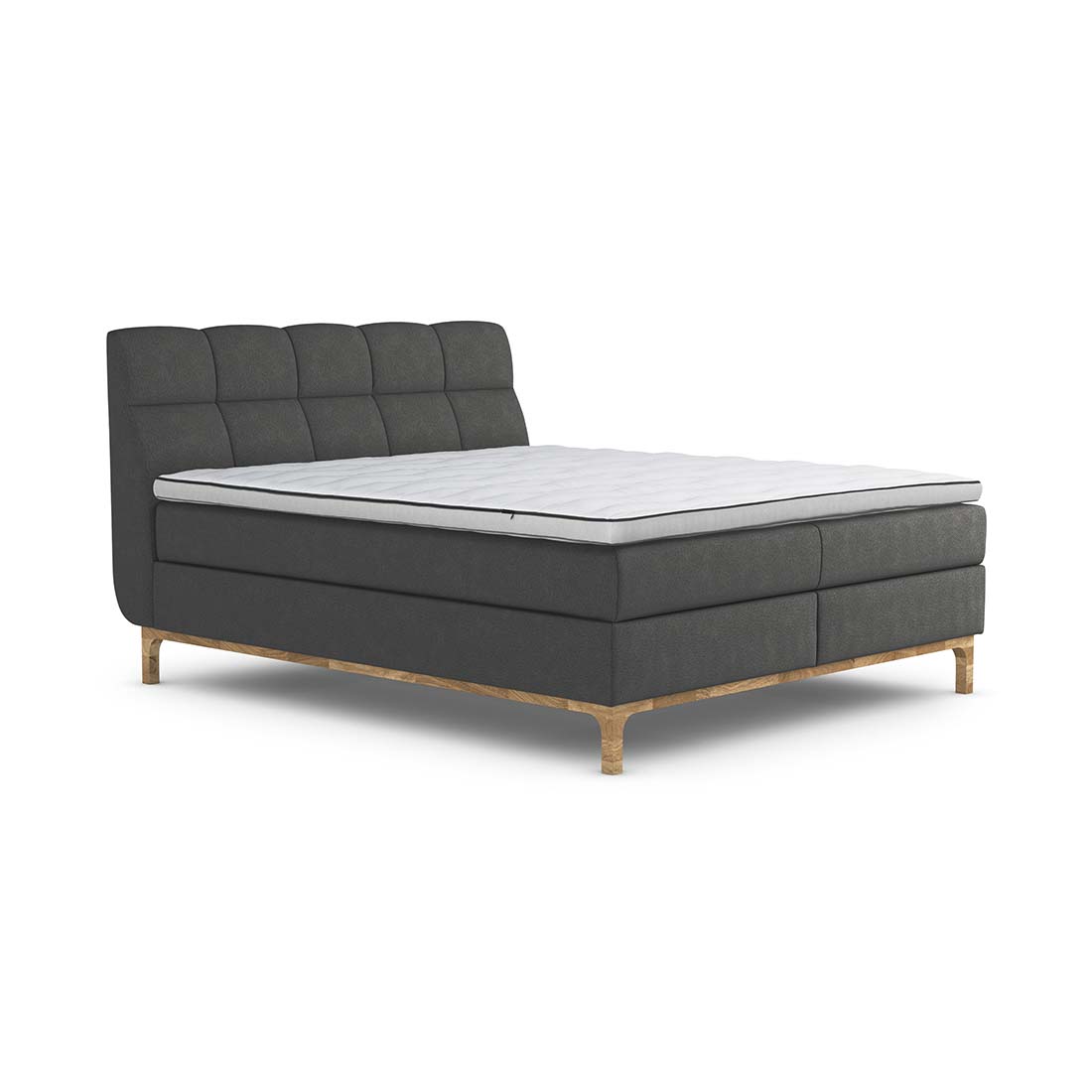naturoo Boxspringbett Apollo 180x200cm grau inkl. Premium Topper