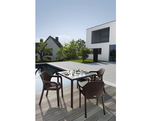 Lechuza tuintafel, kunststof, 90 x 90 cm, mokka